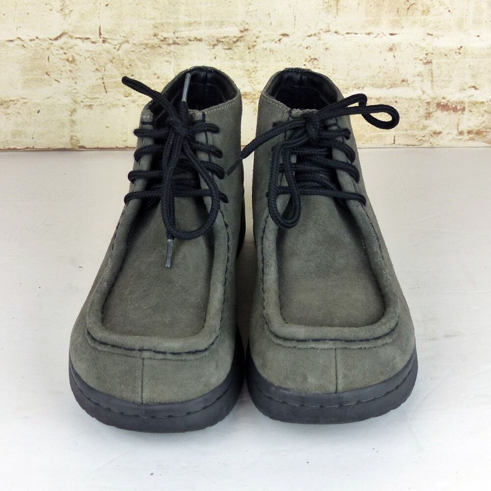 Candies Chukka Boots Women 8 Gray Suede Moc Toe Wallabee Lace Up Casual Y2K VTG - Picture 4 of 11